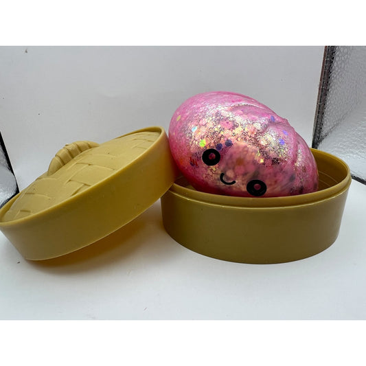 Squishy Bun Antiestrés color Glitter Rosa — foto real del producto