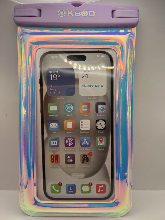 Bolsa contra agua waterproof ip68 flotante con correa talla l kbod Tornasol — foto real del producto