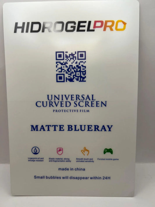 Mica hidrogel matte blueray Hidrogel Pro, empaque de lamina universal para pantalla curva