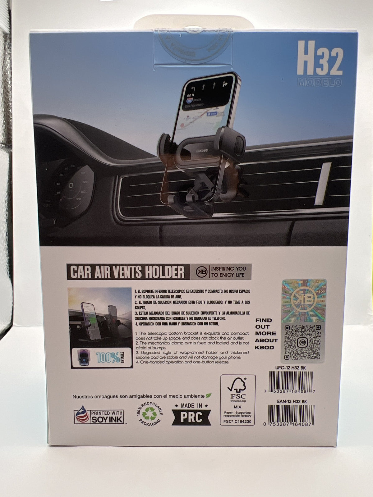 Reverso de la caja del KBOD H32 con especificaciones y codigos