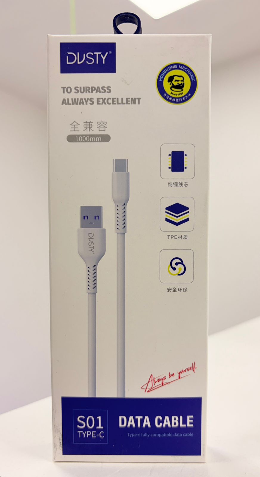 Cable usb-c 1mt dusty s01 blanco