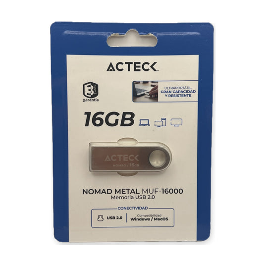 Memoria USB 16GB Acteck Nomad Metal | QRUZH Cancún