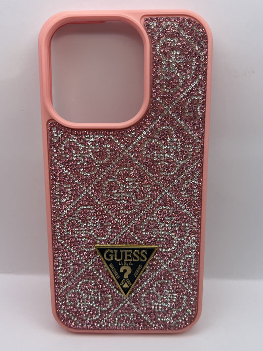 Funda iPhone 15 Pro Guess Pedreria Rosa | QRUZH