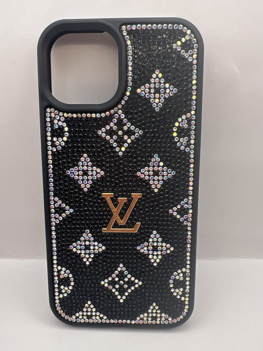 Funda iPhone 13/14 Louis Vuitton Pedreria Negro | QRUZH
