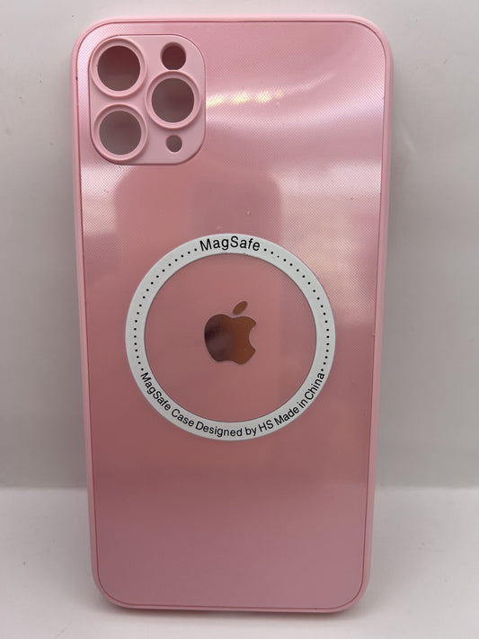 Funda iPhone 11 Pro Max Cristal Logo Magsafe Rosa | QRUZH