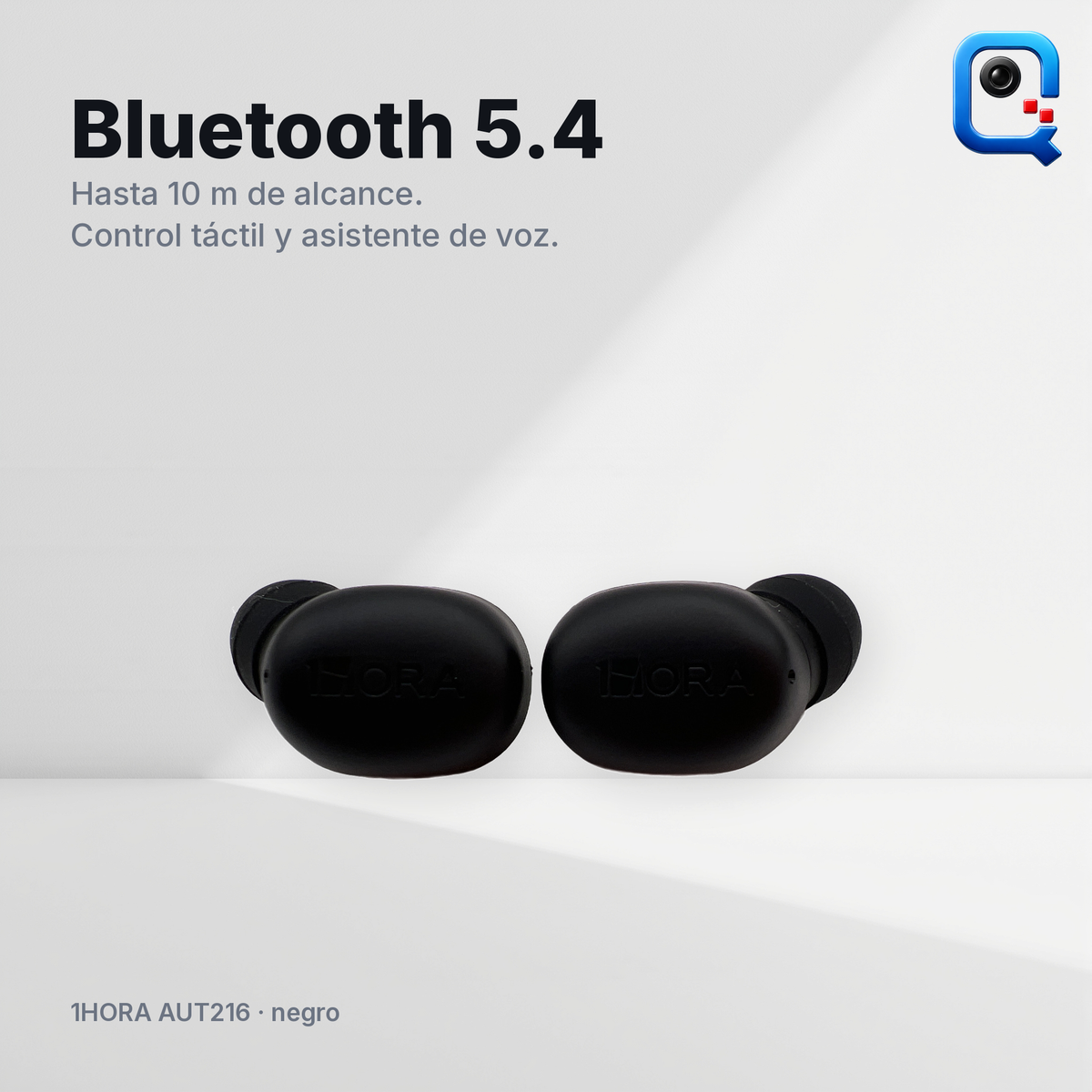 Bluetooth 5.4 con hasta 10 m de alcance y control táctil (recreación digital)