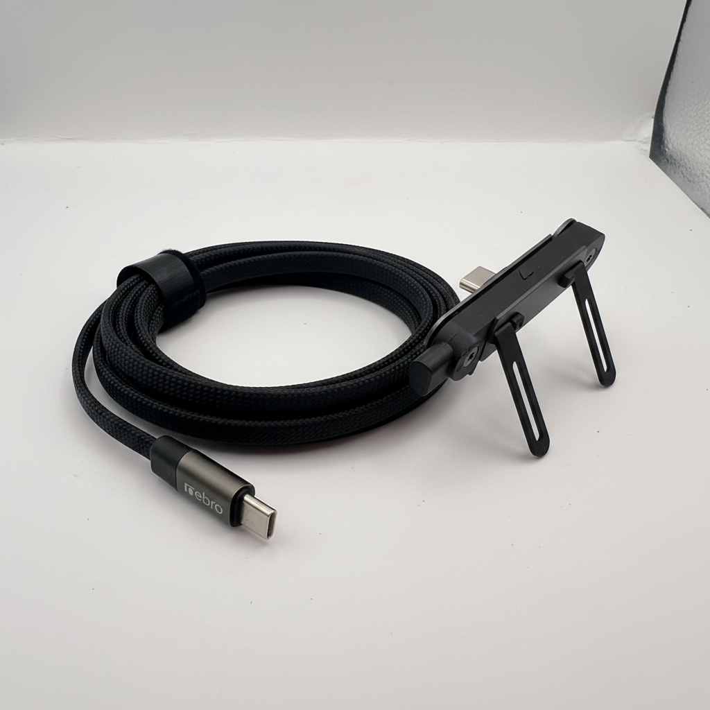 Creativo generado con IA a partir de fotos reales del cable Nebro WD-322 240W con soporte