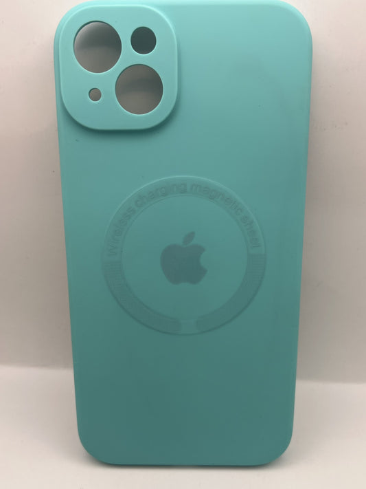 Funda iPhone 14/15 Plus silicon magsafe premium Verde agua | QRUZH