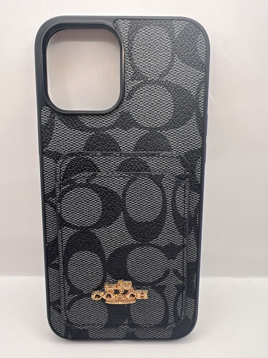 Funda iPhone 12 Pro Max Coach Tarjetero Negro | QRUZH
