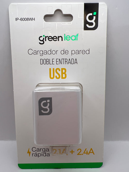 Cargador de Pared Doble USB 10W Green Leaf | QRUZH Cancún