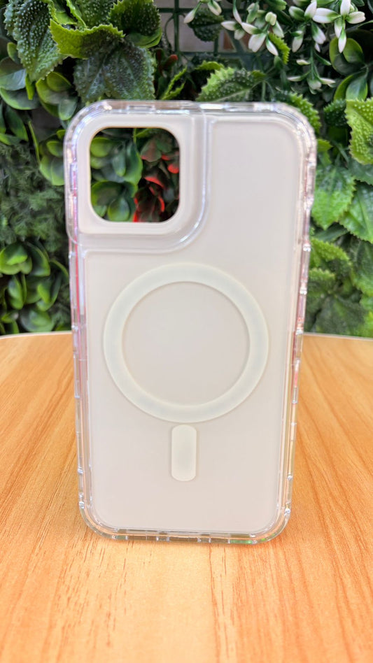 Funda apple iphone 13 13/14 3 en 1 magsafe blanco transparente