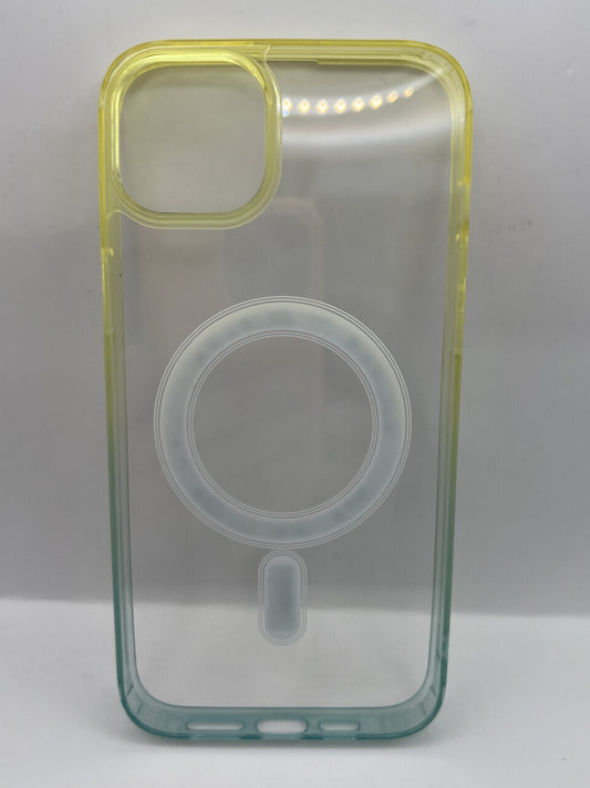 Funda iPhone 14/15 Plus bicolor magsafe Amarillo Verde | QRUZH