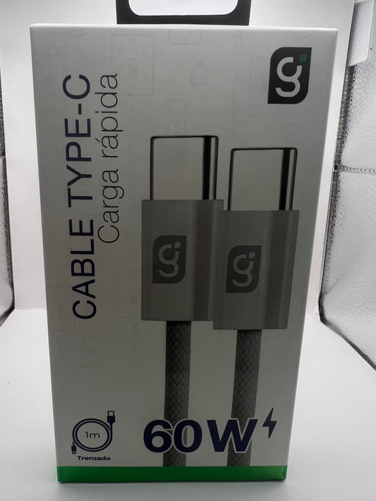 Cable Tipo C a Tipo C Green Leaf 18-4014WH 60W 1m trenzado blanco