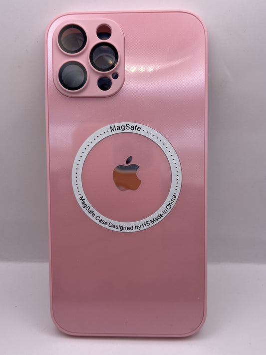 Funda iPhone 12 Pro Max Cristal Logo Magsafe Rosa | QRUZH