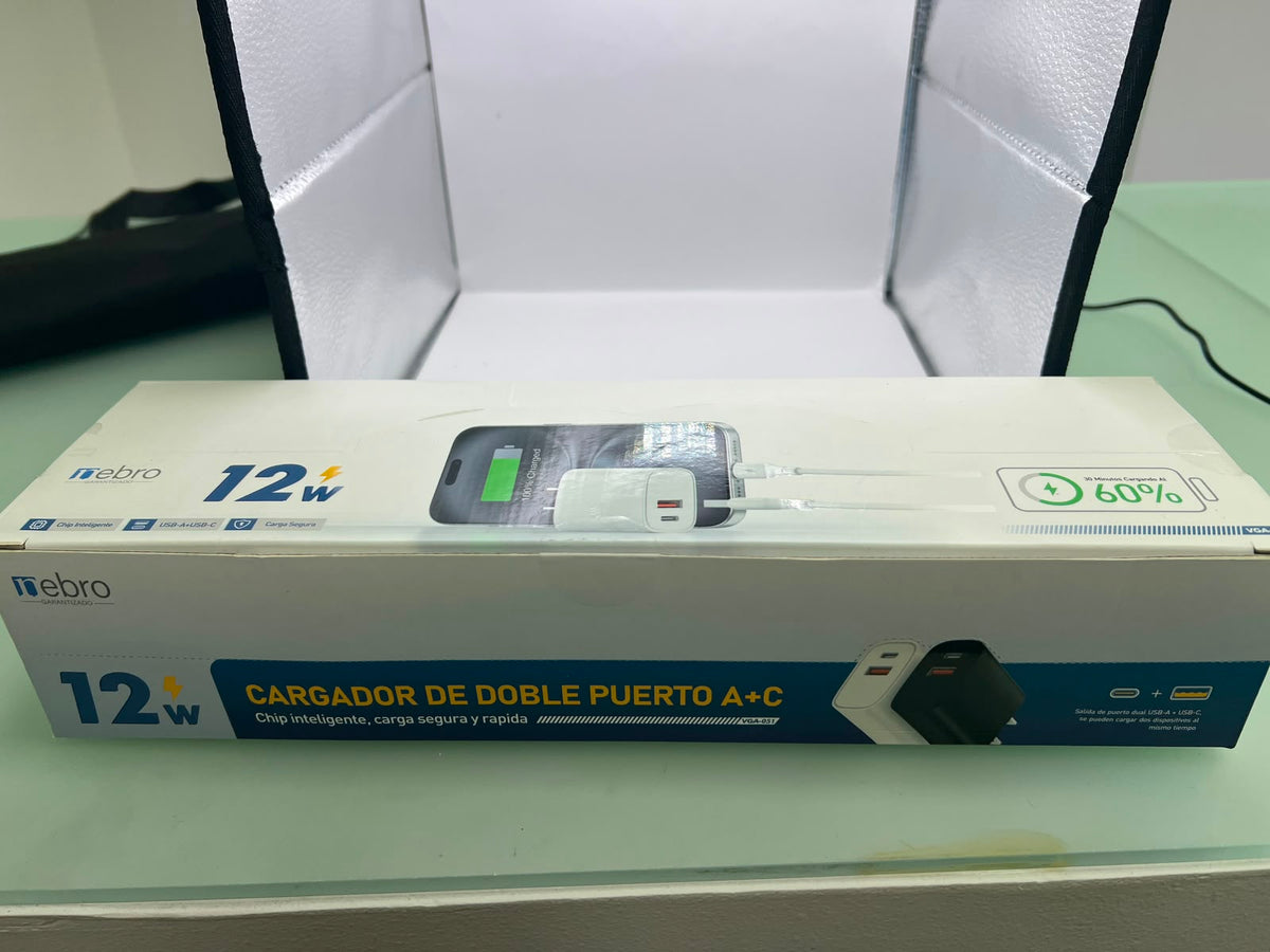 Empaque original Nebro 12W cargador de doble puerto A+C