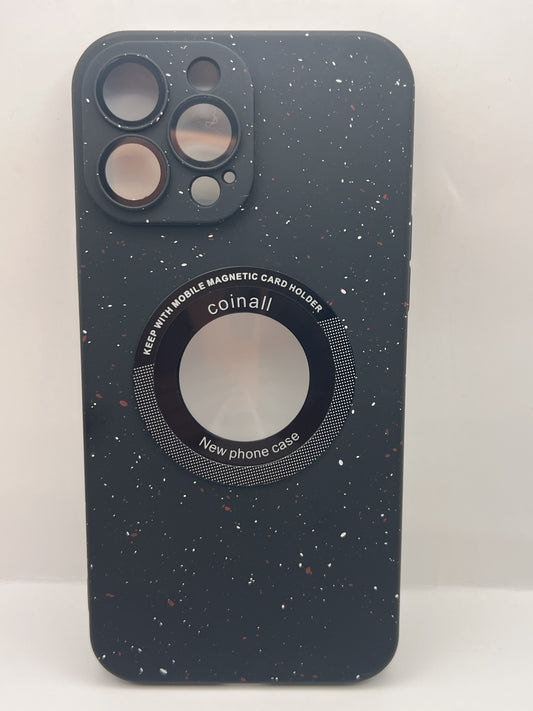 Funda iPhone 13 Pro Max Anillo Magsafe Negro Salpicado | QRUZH