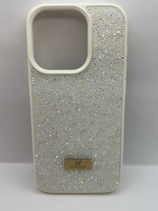 Funda iPhone 15 Pro swarovski pedreria Blanco | QRUZH