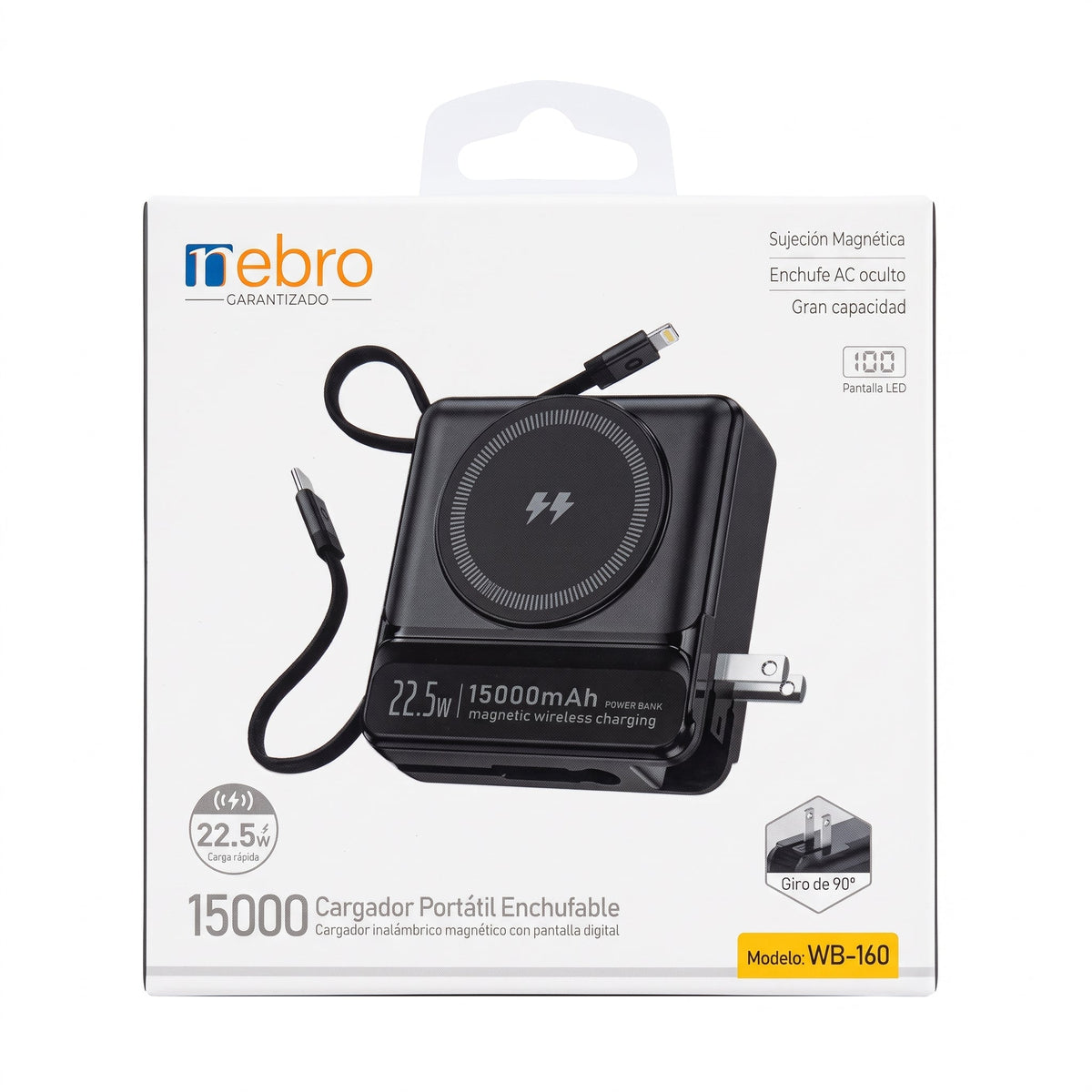 Caja del power bank Nebro WB-160 de 15000 mAh (recreación digital)