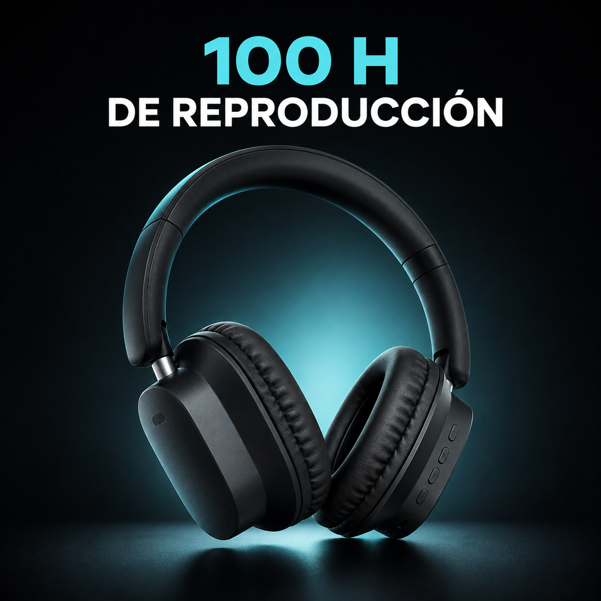 Audífonos 1HORA AUT250 negros con 100 horas de reproducción — creativo (imagen generada con IA).