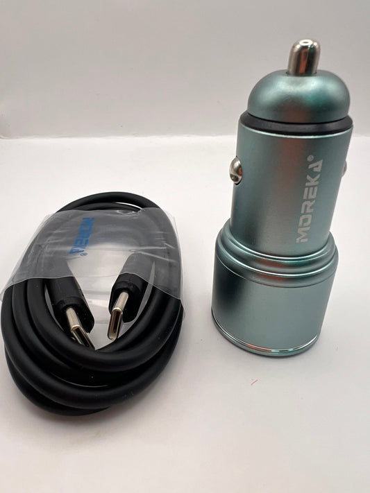 Kit cargador de auto 45W con cable Tipo-C | MOREKA CP0068 | QRUZH