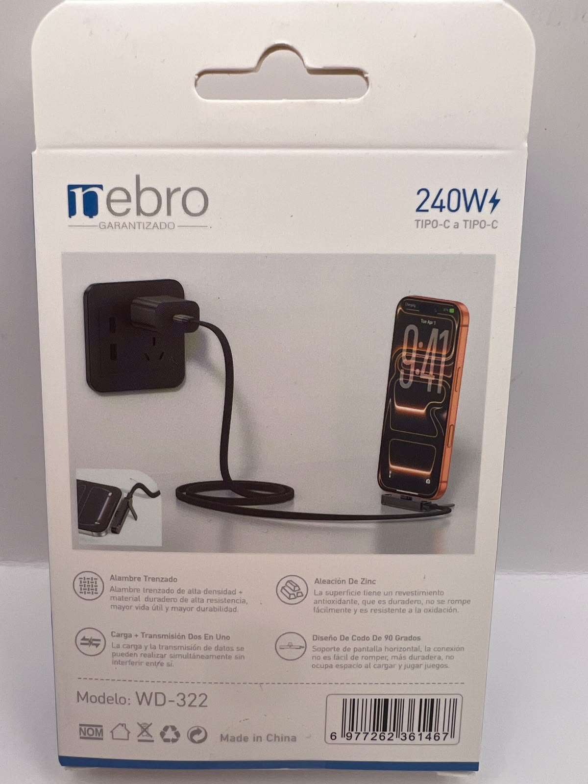 Cable Nebro WD-322 240 W Tipo-C con soporte plegable