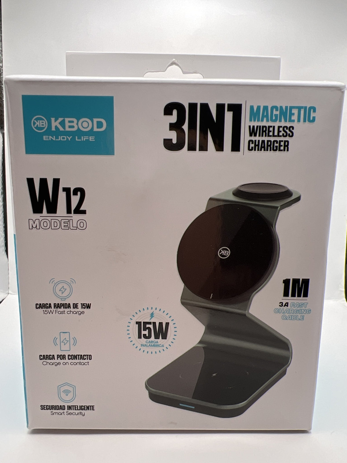 Caja del cargador inalambrico magnetico 3 en 1 KBOD W12