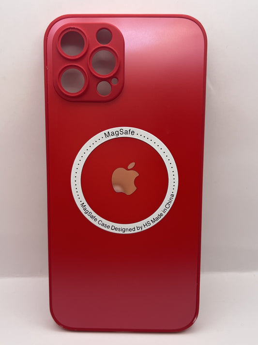 Funda iPhone 13 Pro Max Cristal Logo Magsafe Rojo | QRUZH
