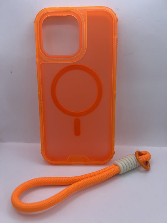 Funda iPhone 15 Pro Max neon magsafe strap Naranja | QRUZH