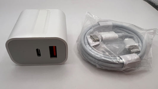 Cargador de pared 35W con salidas USB-C y USB-A y cable Lightning — QRUZH