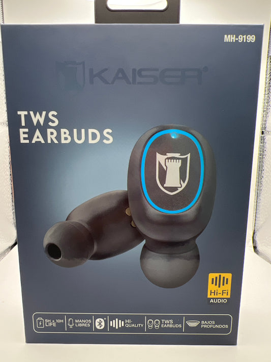 Audífonos Bluetooth TWS Kaiser MH-9199 con estuche linterna negro