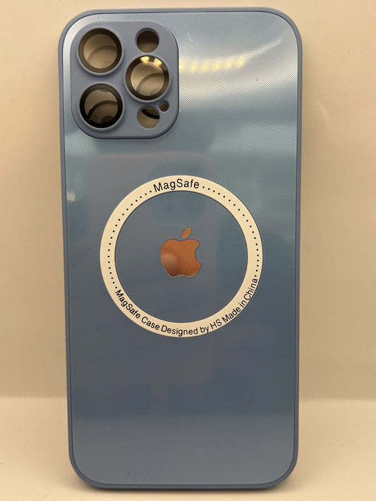 Funda iPhone 12 Pro Max Cristal Logo Magsafe Azul Claro | QRUZH
