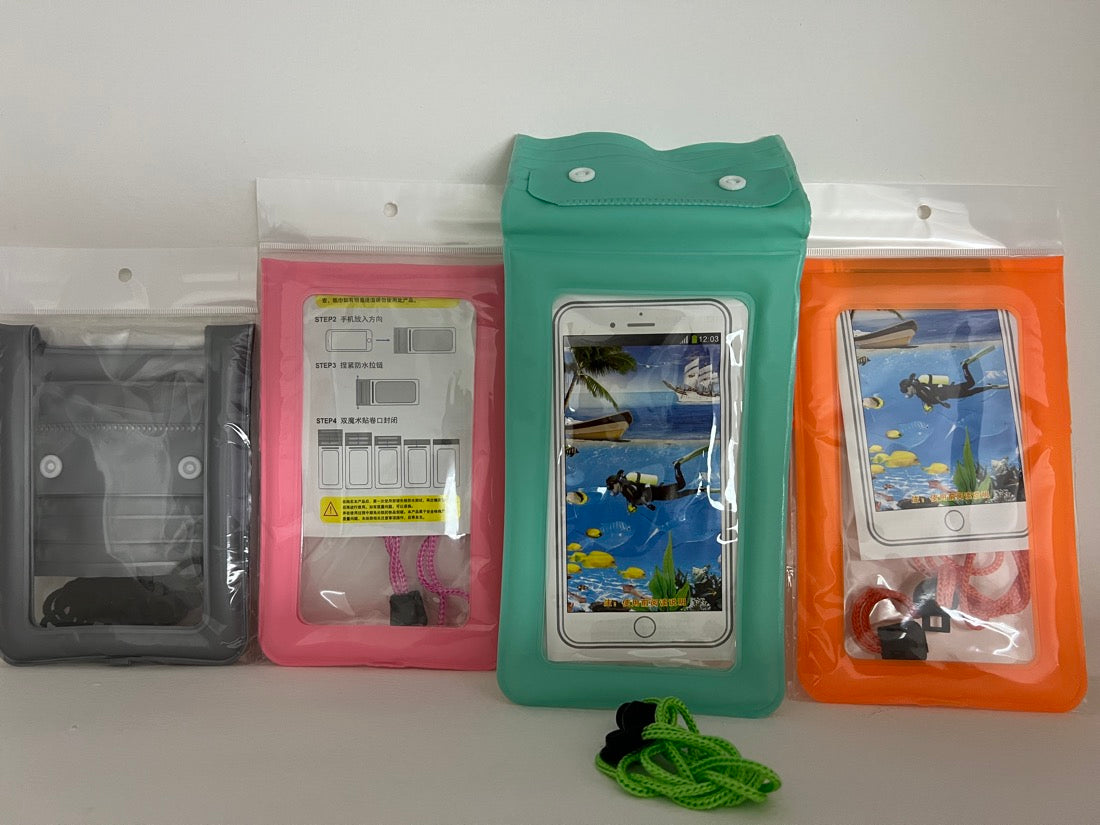 Bolsas contra agua de tres cierres en gris rosa verde agua y naranja