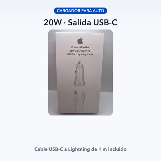 Cargador de auto 20W USB-C con cable Lightning — QRUZH
