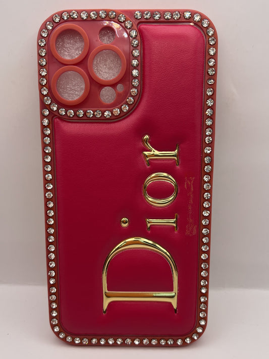Funda iPhone 12 Pro Max Dior Pedreria Fucsia | QRUZH