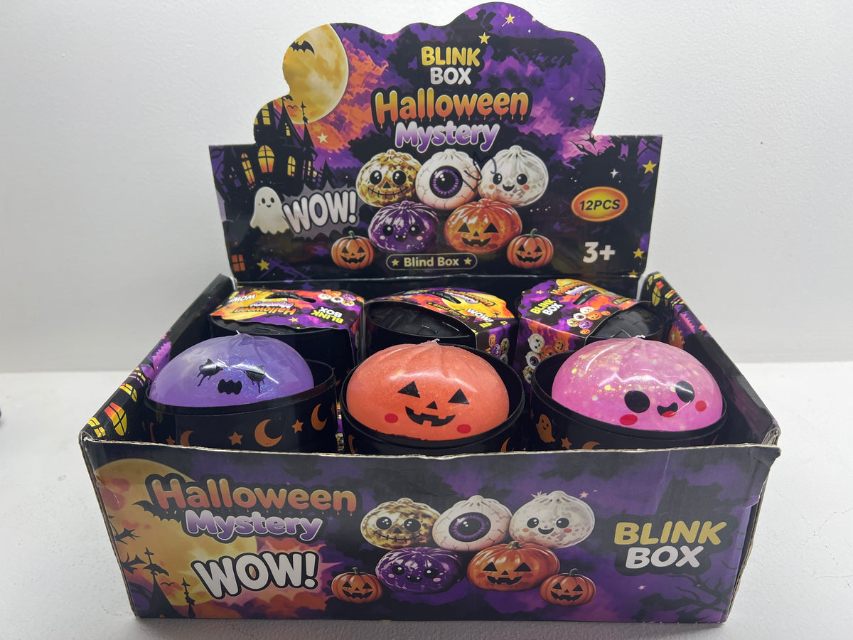 Caja exhibidora Halloween Mystery Blink Box de 12 piezas con tres disenos a la vista