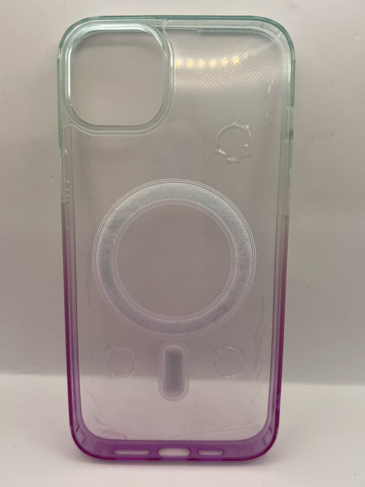 Funda iPhone 14/15 Plus bicolor magsafe Verde Morado | QRUZH