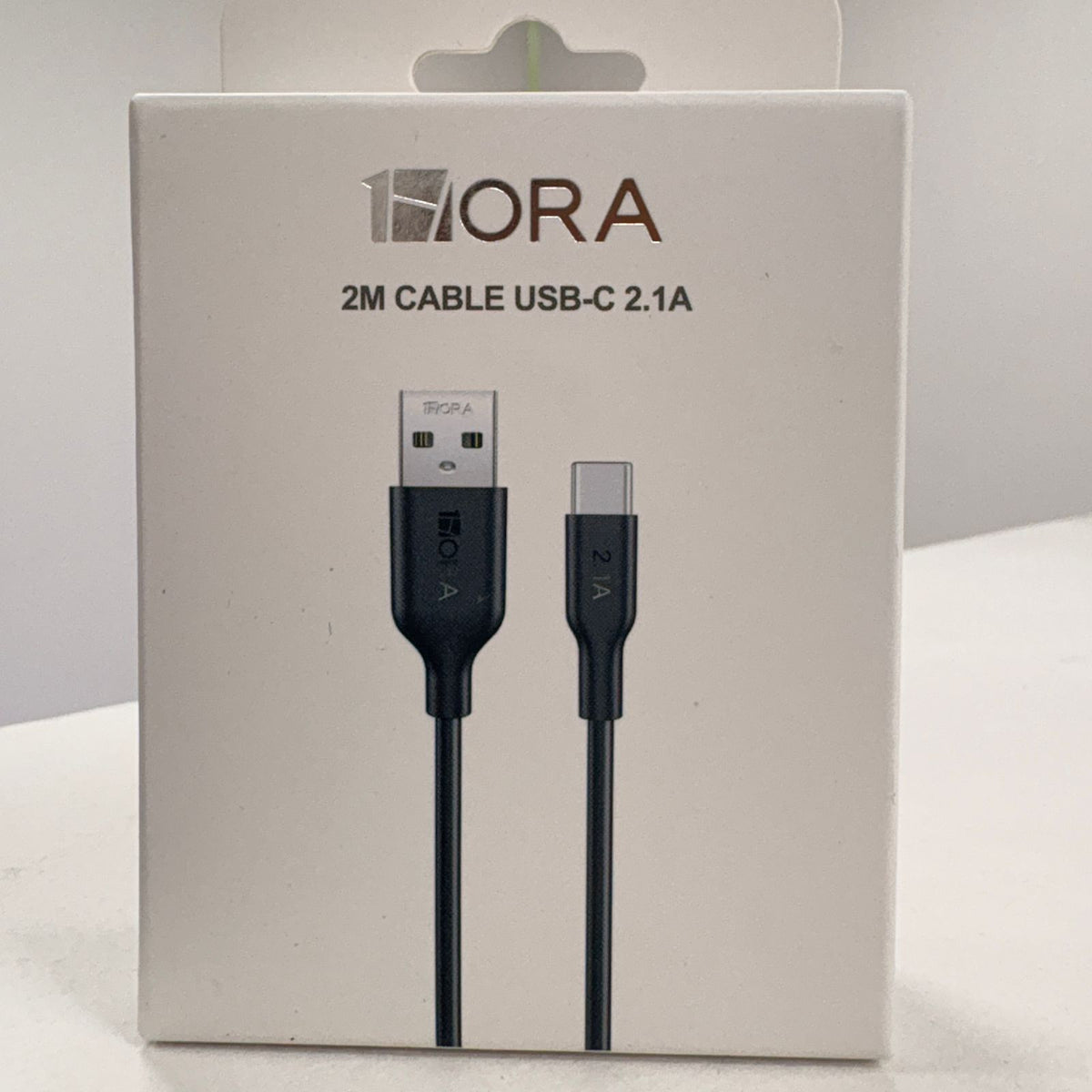 Cable 1Hora USB-A a USB-C de 2 metros en color negro