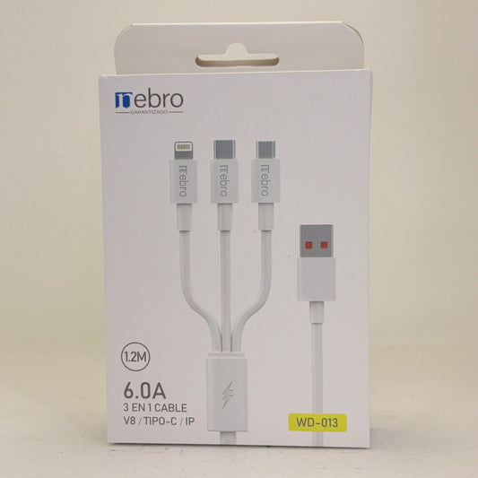 Cable 1.2 m 3en1 nebro