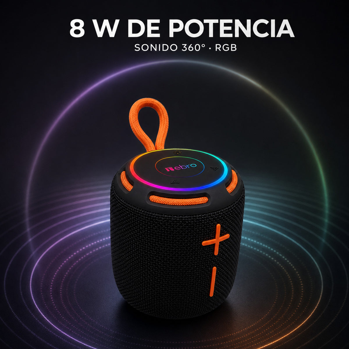 Nebro WG-197: 8 W y sonido 360 grados — imagen generada con IA