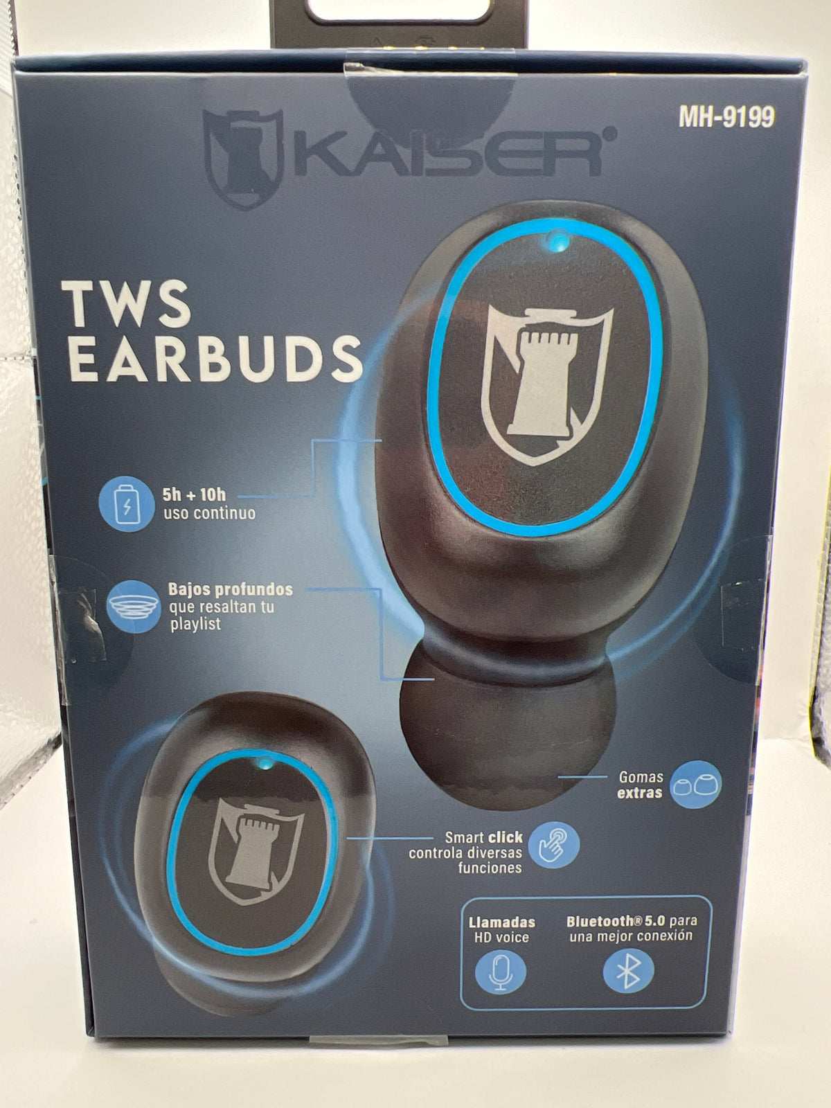 Audífonos Bluetooth TWS Kaiser MH-9199 con estuche linterna negro