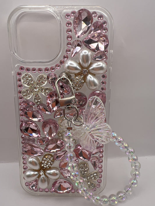 Funda iPhone 13/14 Pedreria 3D Premium Rosa | QRUZH