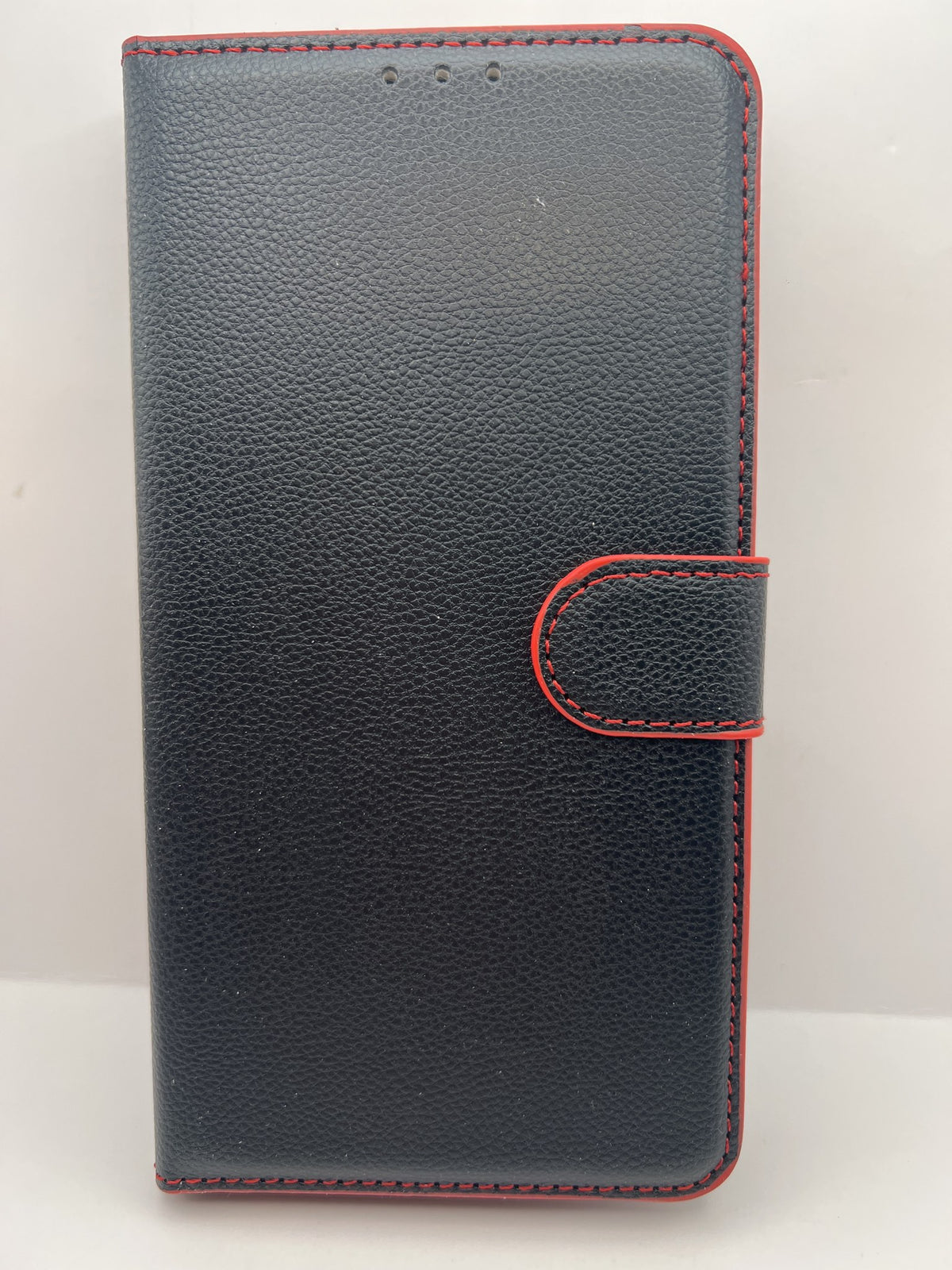 Funda universal tipo cartera piel pu con tarjetero kbod 6.5″ Negro Con Rojo — foto real del producto