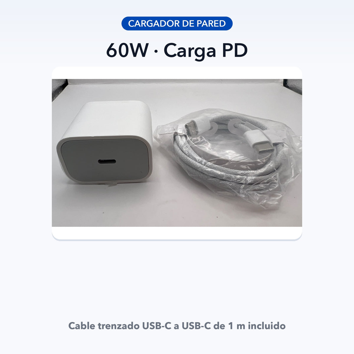 Kit cargador de pared 60W USB-C PD con cable trenzado USB-C — QRUZH
