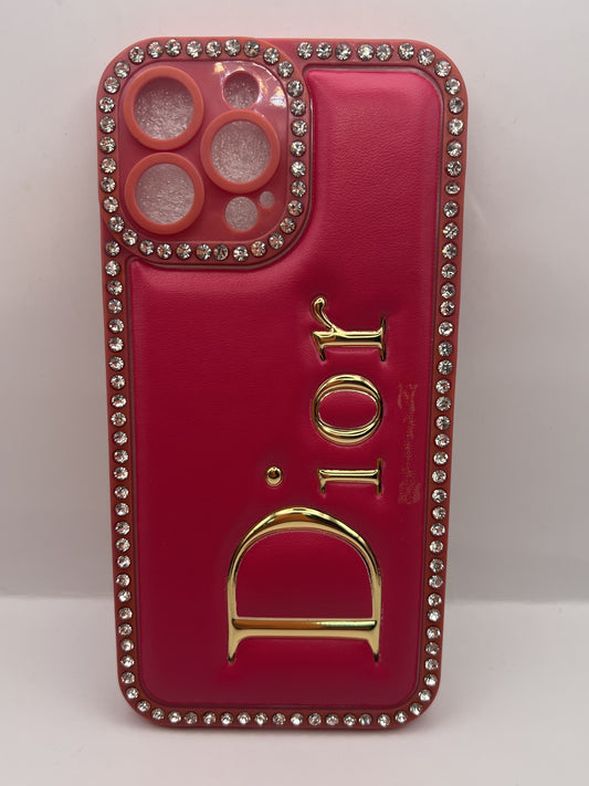 Funda iPhone 13 Pro Max Dior Pedreria Fucsia | QRUZH