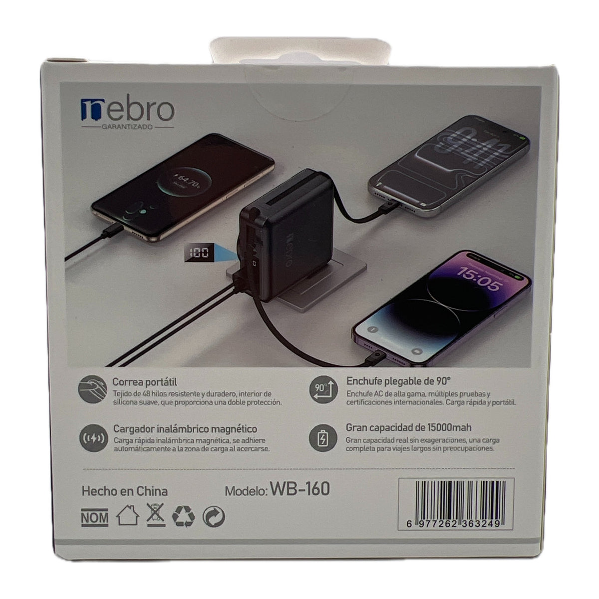 Reverso de la caja Nebro WB-160 con codigo de barras