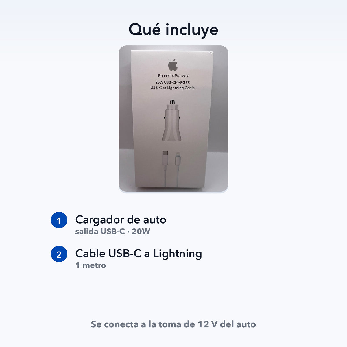 Cargador de auto 20W USB-C con cable Lightning — QRUZH