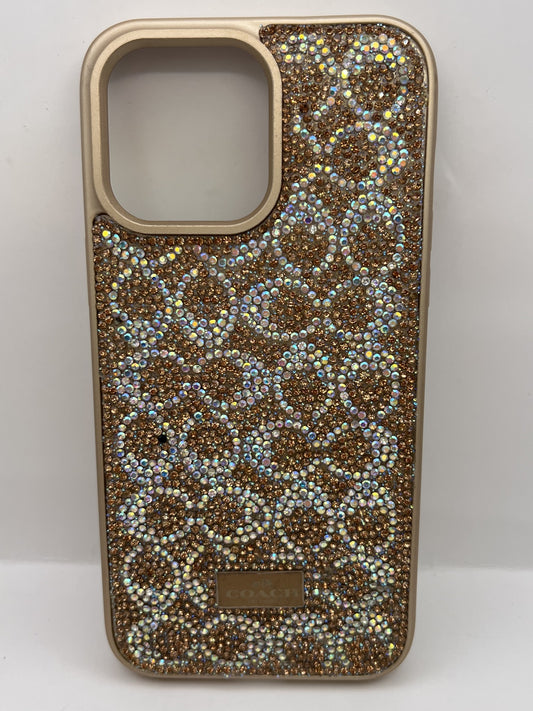 Funda iPhone 12 Pro Max Coach Pedreria Dorado | QRUZH