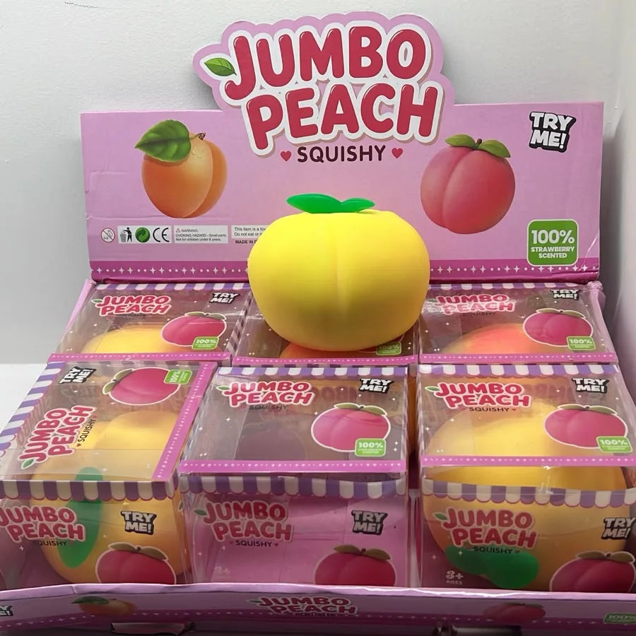 Squishy durazno jumbo con aroma a fresa en caja | QRUZH Cancun