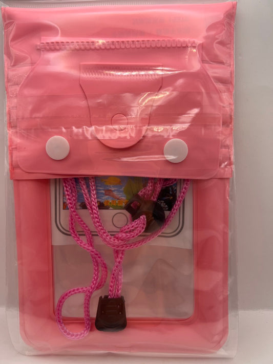 Bolsa contra agua de tres cierres flotante para celular, color Rosa — foto real del producto
