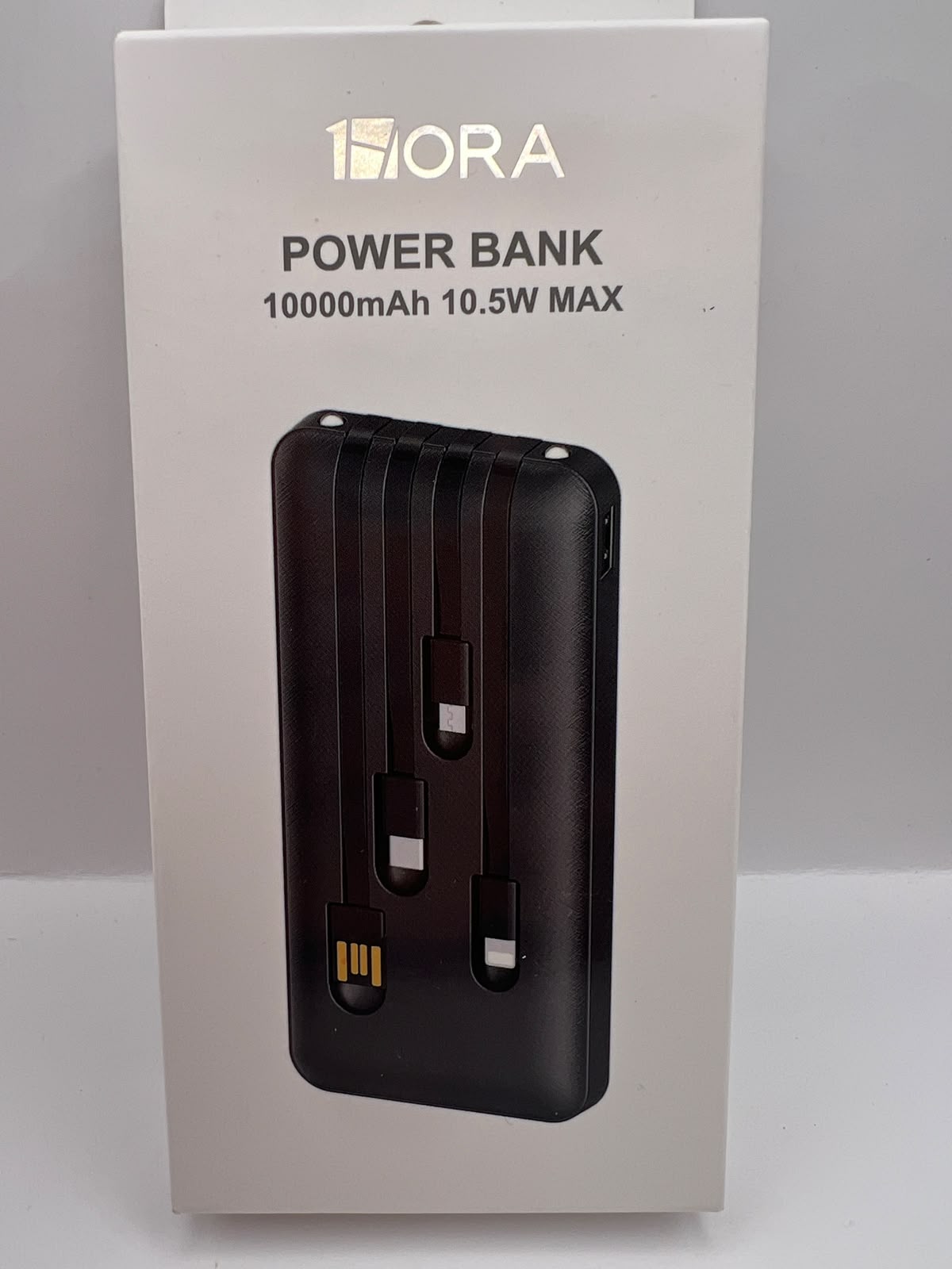 Power Bank 1HORA GAR148 10 000 mAh con 3 cables integrados